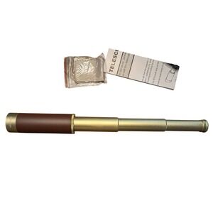 New Brown Handheld Brass Spyglass 25x30mm Collapsible Telescope w/ Case